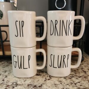 Rae Dunn Cream Espresso Cups with Playful Text